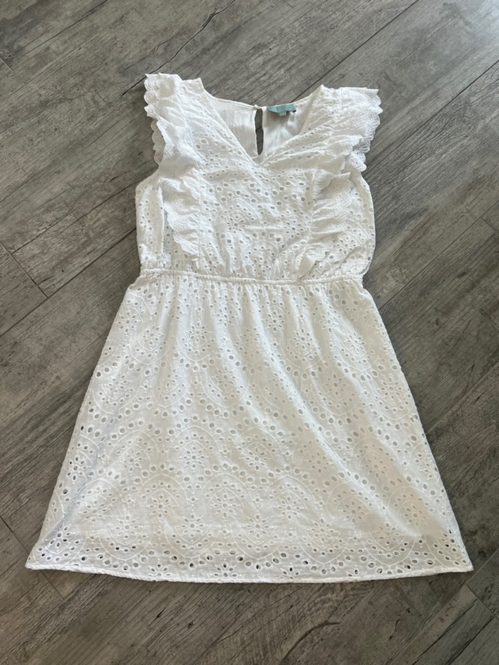 Skies are Blue Cottagecore Sorority Rush Pref 100% Cotton White Eyelet  Dress